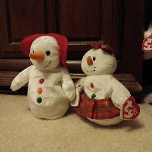 Male and female Christmas Beanie Babies